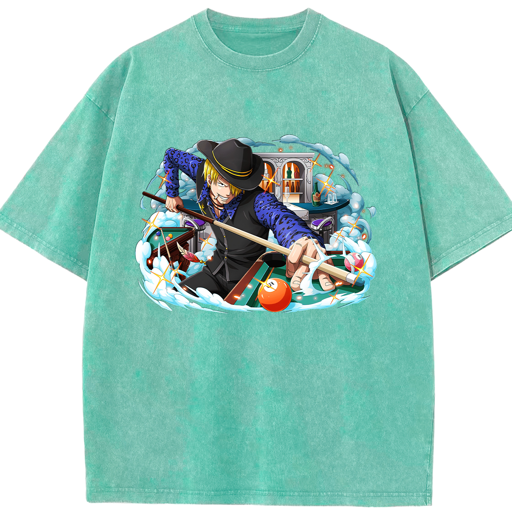（画像用） ワンピース サンジ ONE PIECE Sanji 綿100% ヴィンテージ風 半袖Tシャツ（フロントプリント）